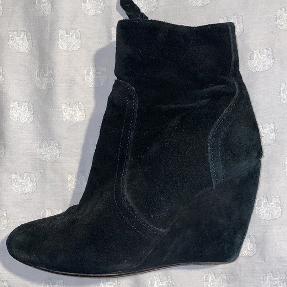 Joie black suede wedge boots, size 37.5EU or 7.5US. 3.5in heel. - Picture 3 of 6
